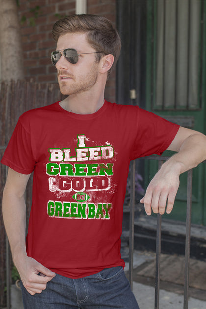 FunkyShirty Bleed Green and Gold-Greenbay (Men)  Creative Design - FunkyShirty
