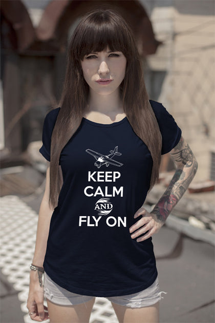 FunkyShirty Keep Calm and Fly On (Women)  Creative Design - FunkyShirty