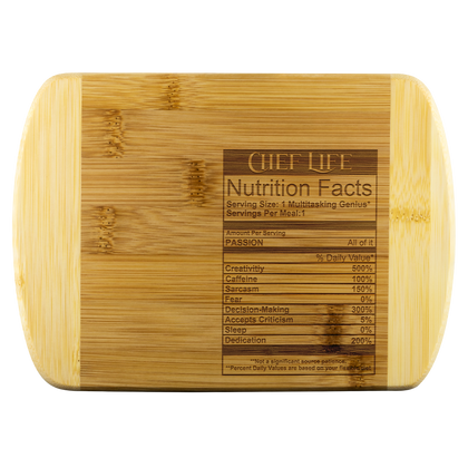 Chef Life Nutrition Facts - Round Edge Wood Cutting Board