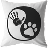 Yin & Yang - Dog Paw and Human Hand - Pillow