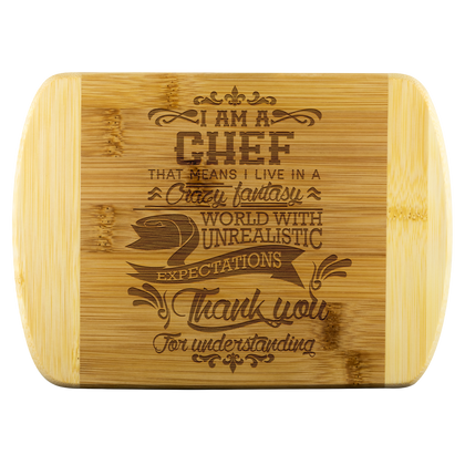 I am CHEF - Round Edge Wood Cutting Board