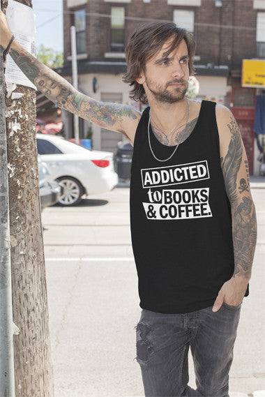 FunkyShirty Addicted to Books & Coffee (Men)  Creative Design - FunkyShirty