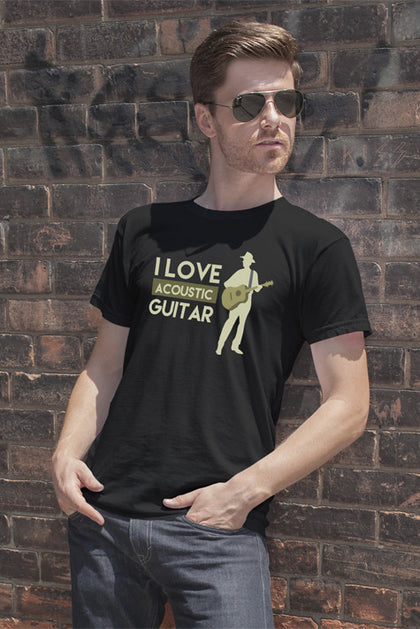 FunkyShirty I Love Acoustic Guitar (Men)  Creative Design - FunkyShirty