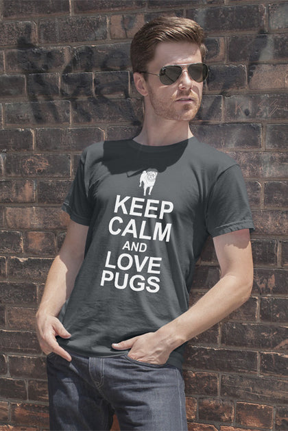 FunkyShirty Keep Calm and Love Pugs (Men)  Creative Design - FunkyShirty