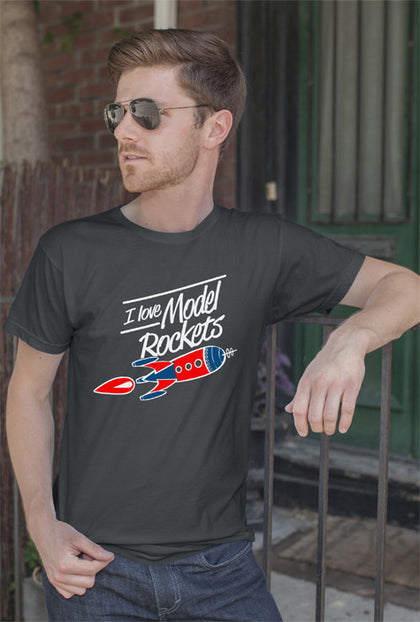 FunkyShirty I Love Model Rockets (Men)  Creative Design - FunkyShirty