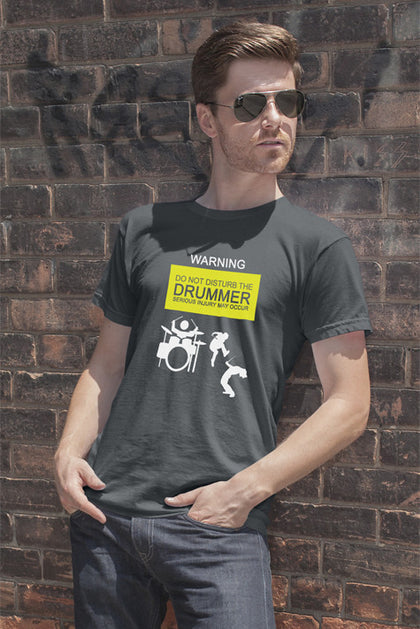 FunkyShirty Warning do not Disturb the Drummer serious injury may Occur (Men)  Creative Design - FunkyShirty