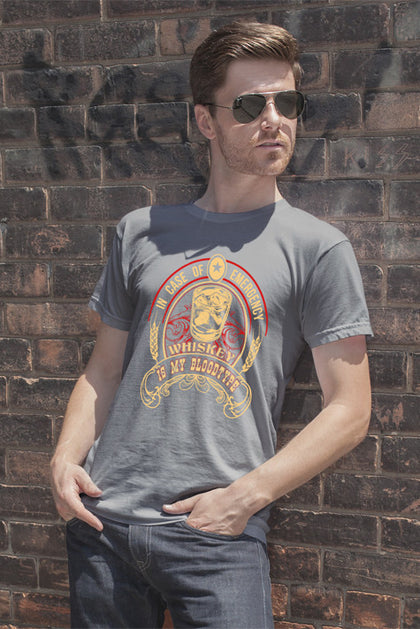 FunkyShirty In Case of Emergency Whiskey is my Blood Type (Men)  Creative Design - FunkyShirty