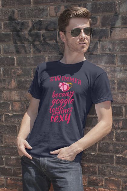 FunkyShirty Swimmer Because Google tan are lines sexy (Men)  Creative Design - FunkyShirty