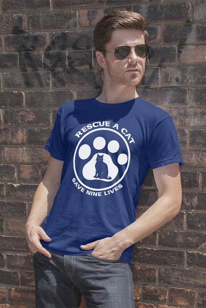 FunkyShirty Rescue a Cat save a nine Lives (Men)  Creative Design - FunkyShirty