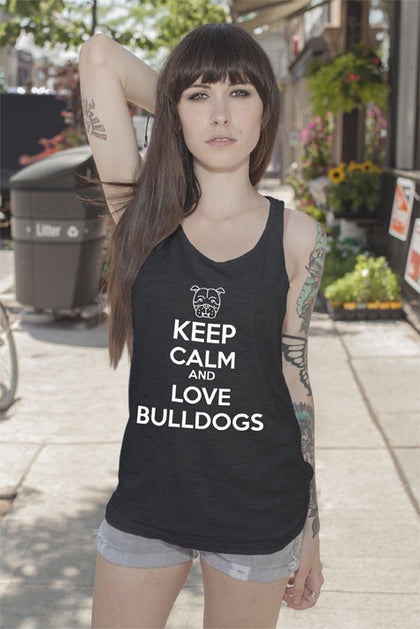 FunkyShirty Keep Calm and Love Bulldogs (Women)  Creative Design - FunkyShirty