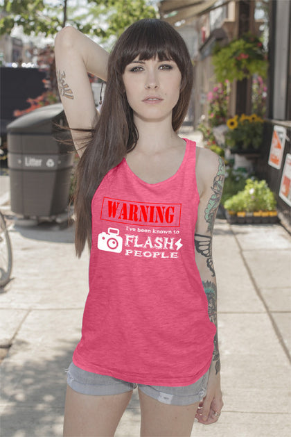 FunkyShirty Warning Ive been known to Flash People (Women)  Creative Design - FunkyShirty