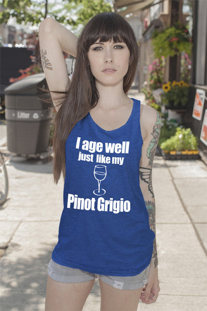 FunkyShirty I age Well just Like my Pinot Grigio (Women)  Creative Design - FunkyShirty