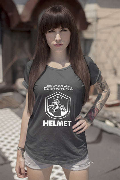 FunkyShirty Some Sons Wear Suits Mine Wears a  Helmet (Women)  Creative Design - FunkyShirty