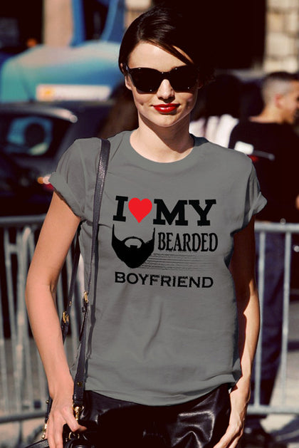 FunkyShirty I Love my Bearded Boyfriend  Creative Design - FunkyShirty