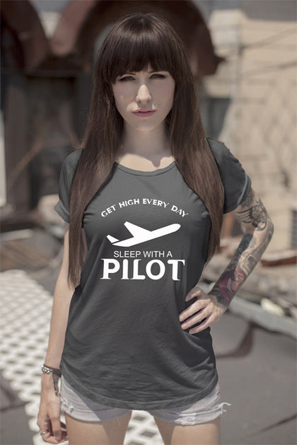 FunkyShirty Get High Every Day sleep with a Pilot (Women)  Creative Design - FunkyShirty