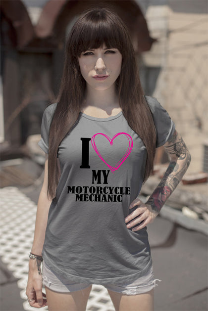 FunkyShirty I Love my Motorcycle Mechanic  Creative Design - FunkyShirty