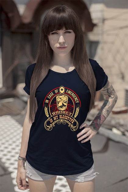 FunkyShirty In Case of Emergency Whiskey is my Blood Type (Women)  Creative Design - FunkyShirty