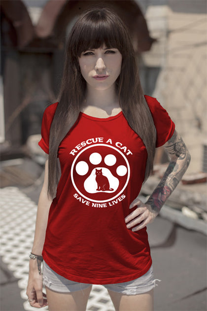 FunkyShirty Rescue a Cat save a nine Lives (Women)  Creative Design - FunkyShirty