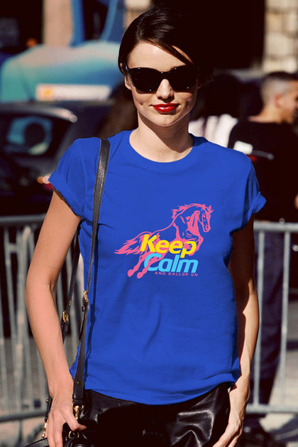 FunkyShirty Keep Calm and Gallop On (Women)  Creative Design - FunkyShirty
