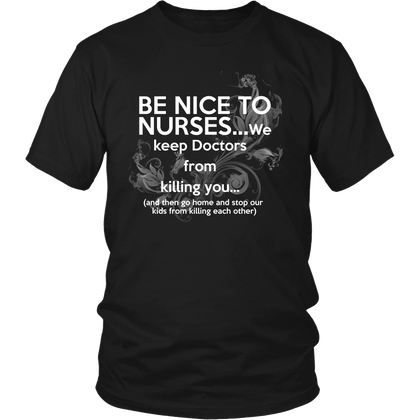 FunkyShirty Be nice to nurses...we keep Doctors from killing you...(Men)  Creative Design - FunkyShirty