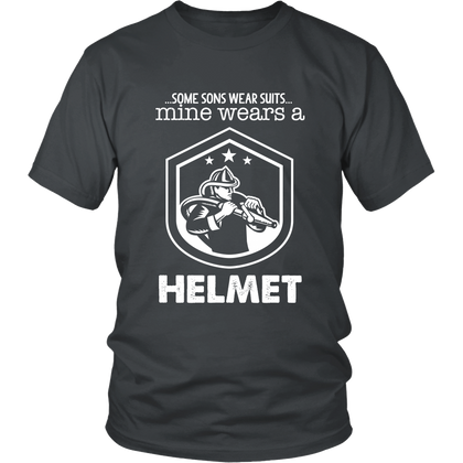 FunkyShirty Some Sons Wear Suits mine wears a Helmet (Men)  Creative Design - FunkyShirty