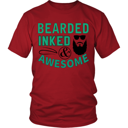 FunkyShirty Bearded Inked & Awesome  Creative Design - FunkyShirty
